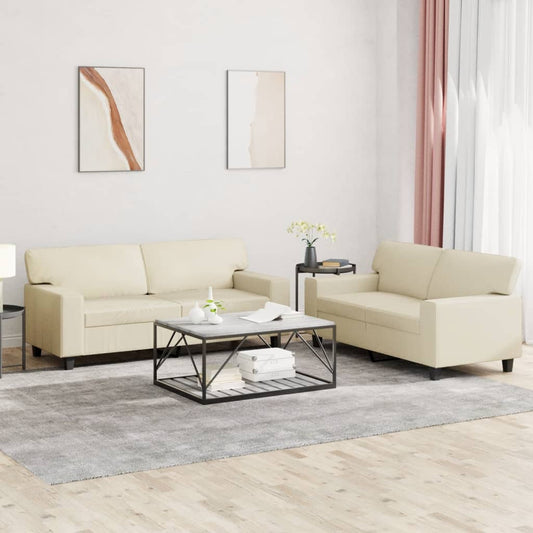 Ensemble de canapé 2 pièces en similicuir crème
