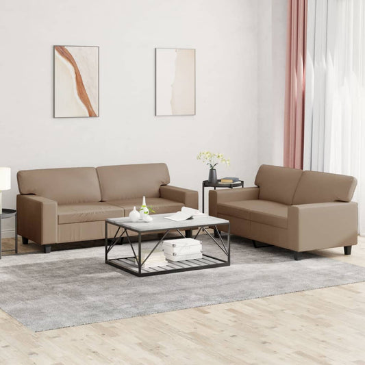 Ensemble de canapé 2 pièces en similicuir marron cappuccino