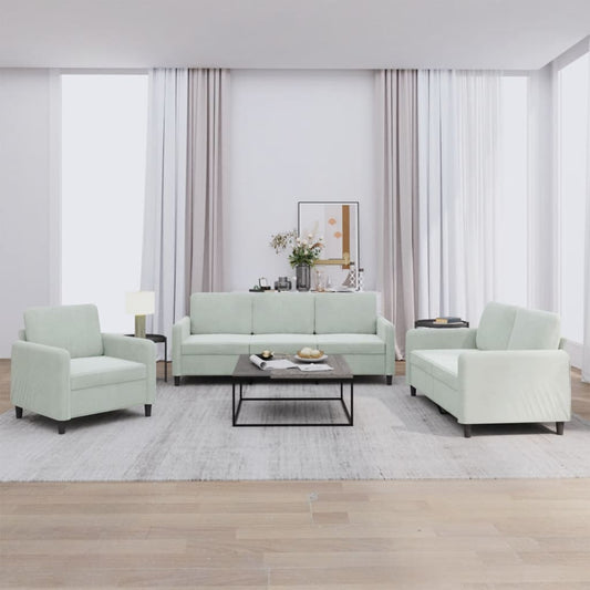 Ensemble de canapé 3 pièces en velours gris clair