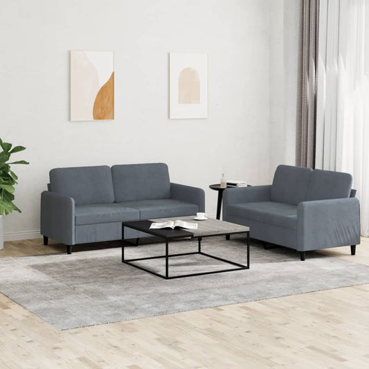 Ensemble de canapé 2 pièces en velours gris foncé