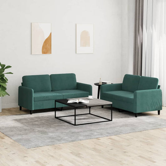 Ensemble de canapé 2 pièces en velours vert foncé