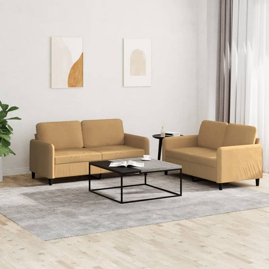 Ensemble de canapé 2 pièces en velours marron