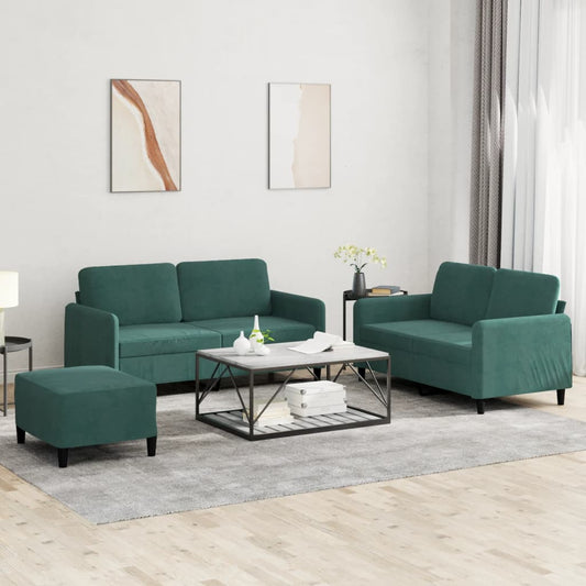 Ensemble de canapé 3 pièces en velours vert foncé