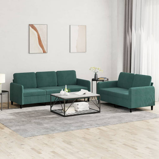 Ensemble de canapé 2 pièces en velours vert foncé