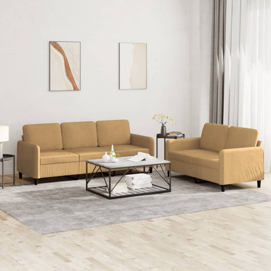 Ensemble de canapé 2 pièces en velours marron