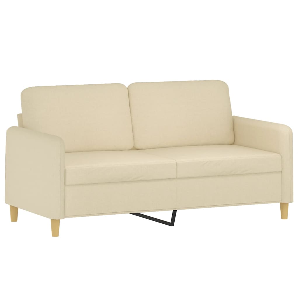 3-tlg. Sofagarnitur mit Kissen Creme Stoff