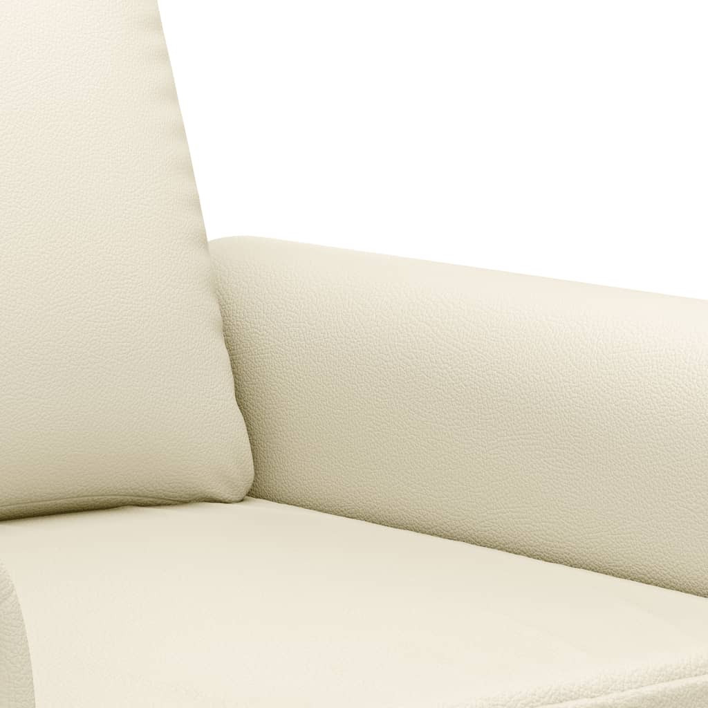 3-tlg. Sofagarnitur mit Kissen Creme Kunstleder