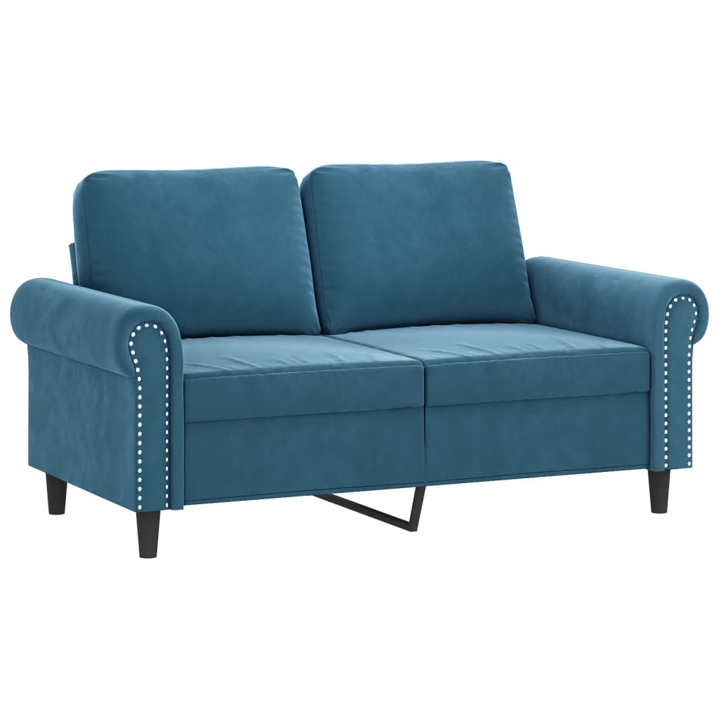 4-tlg. Sofagarnitur mit Kissen Blau Samt