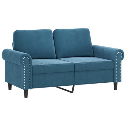4-tlg. Sofagarnitur mit Kissen Blau Samt
