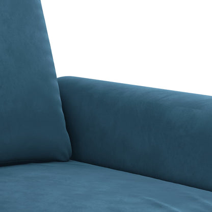 4-tlg. Sofagarnitur mit Kissen Blau Samt