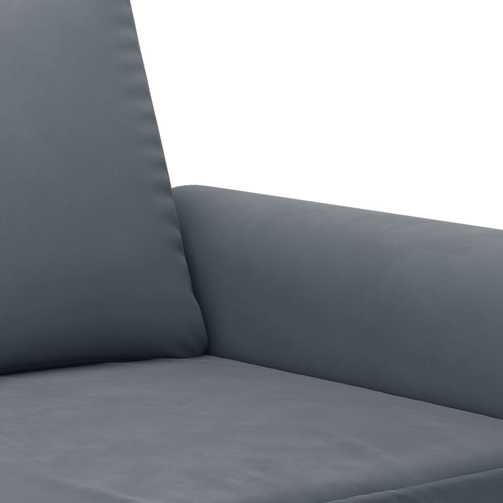 3-piece sofa set with cushions in dark grey velvet