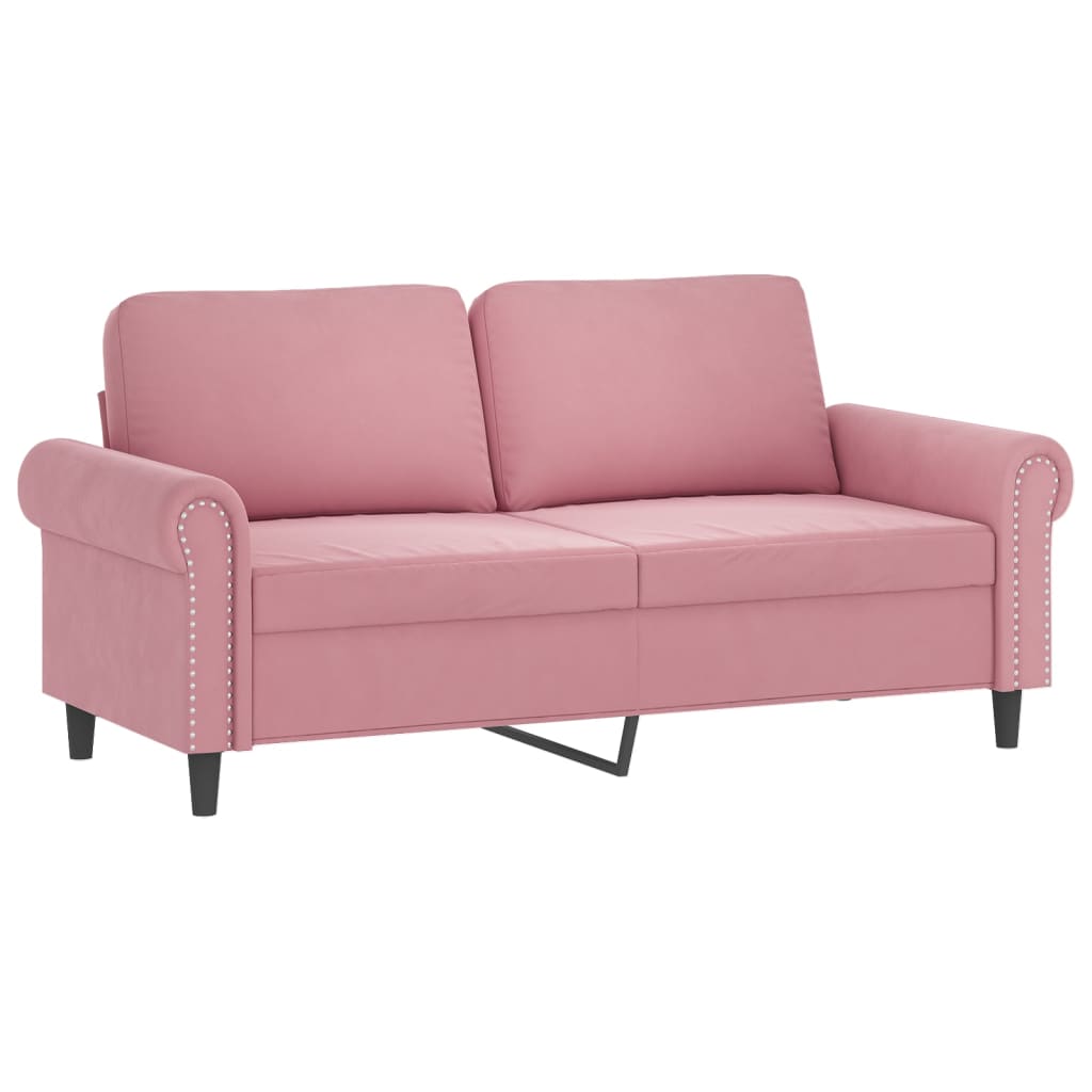 3-tlg. Sofagarnitur mit Kissen Rosa Samt