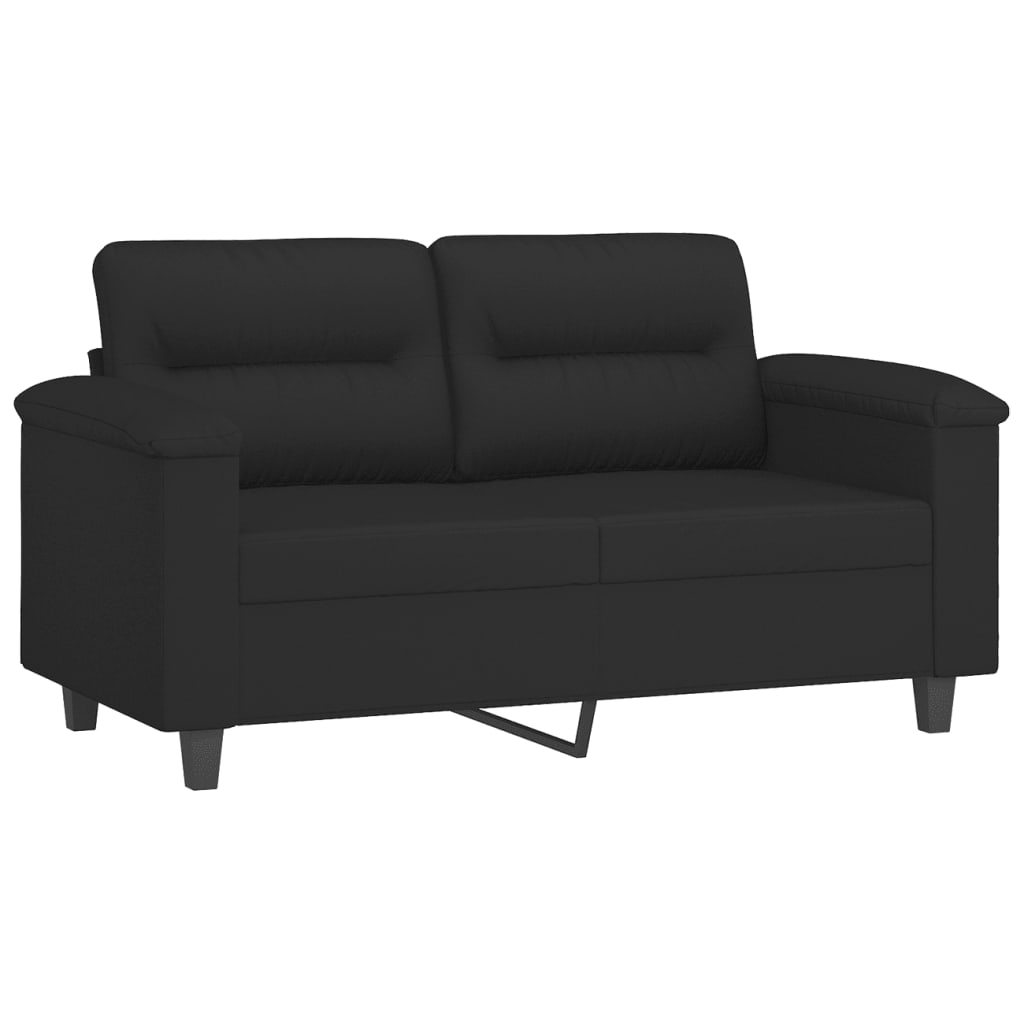 Ensemble de canapé 3 pièces avec coussins, tissu microfibre noir