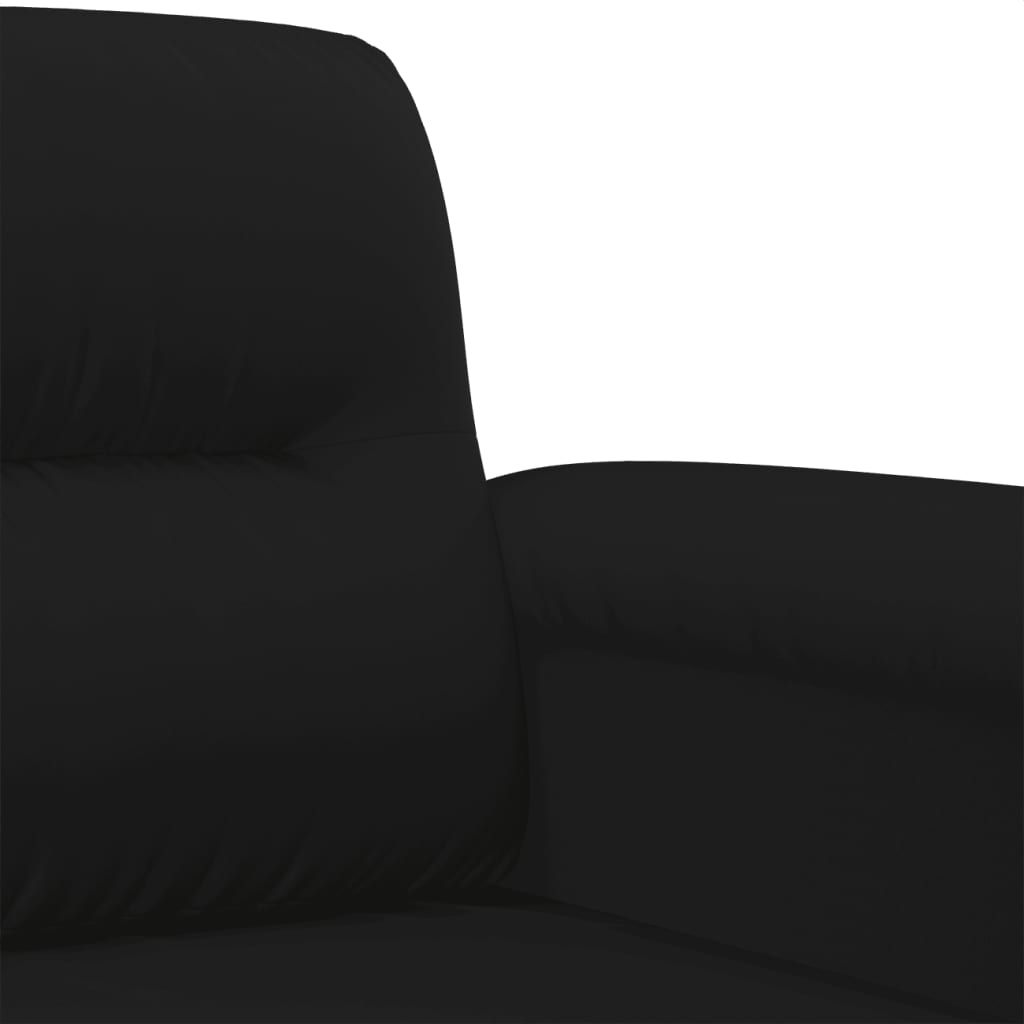 Ensemble de canapé 3 pièces avec coussins, tissu microfibre noir