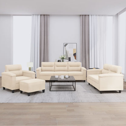 4-tlg. Sofagarnitur mit Kissen Beige Mikrofasergewebe