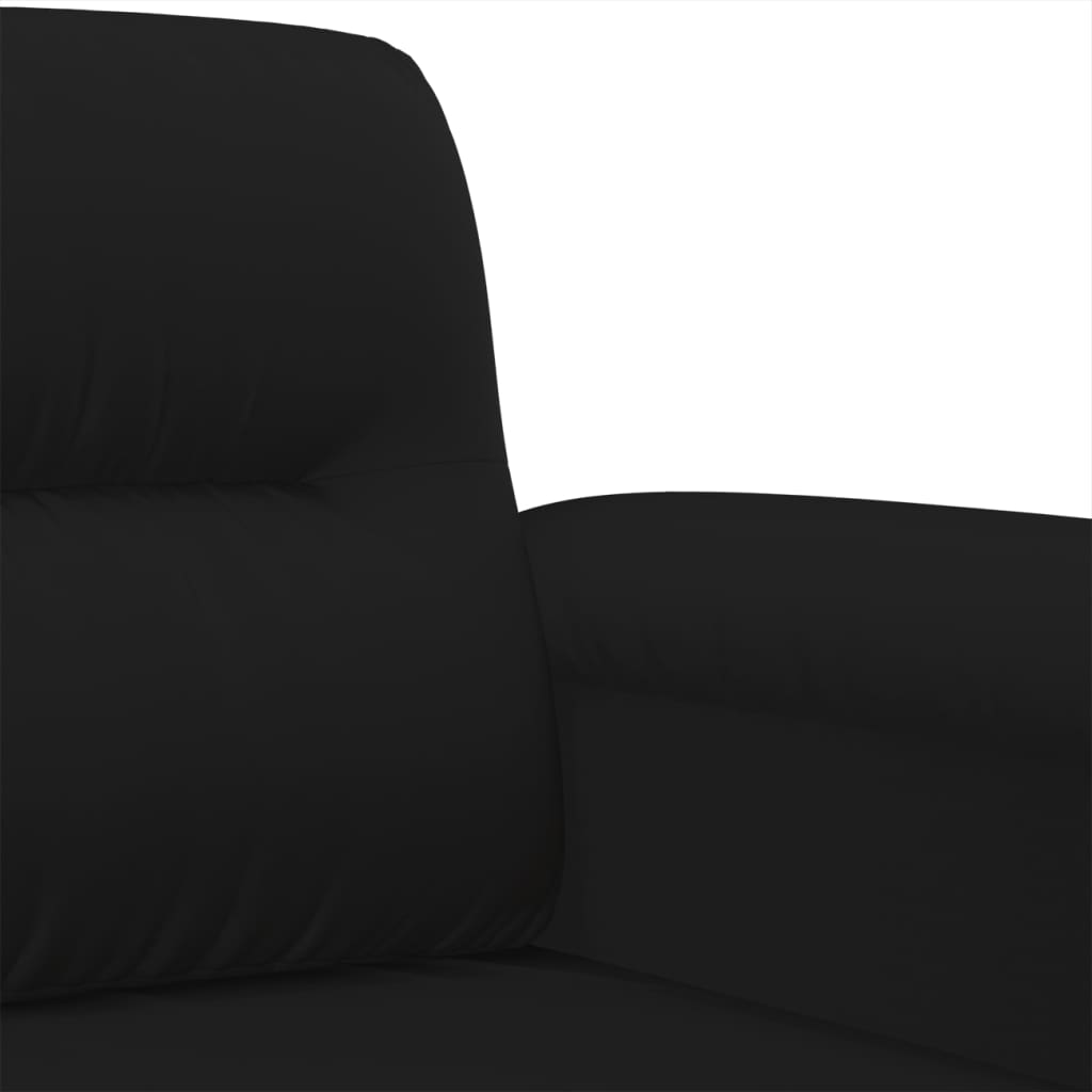 Ensemble de canapé 3 pièces avec coussins, tissu microfibre noir