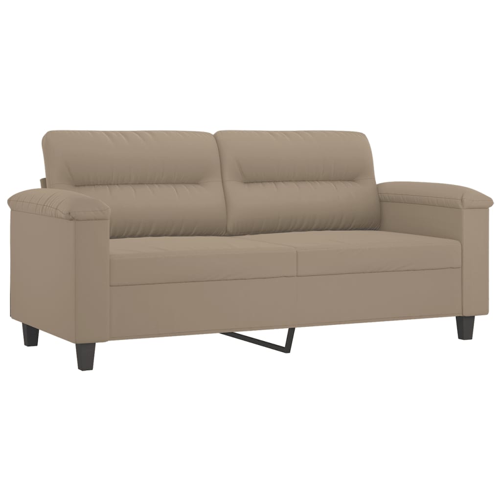 3-tlg. Sofagarnitur mit Kissen Taupe Mikrofasergewebe