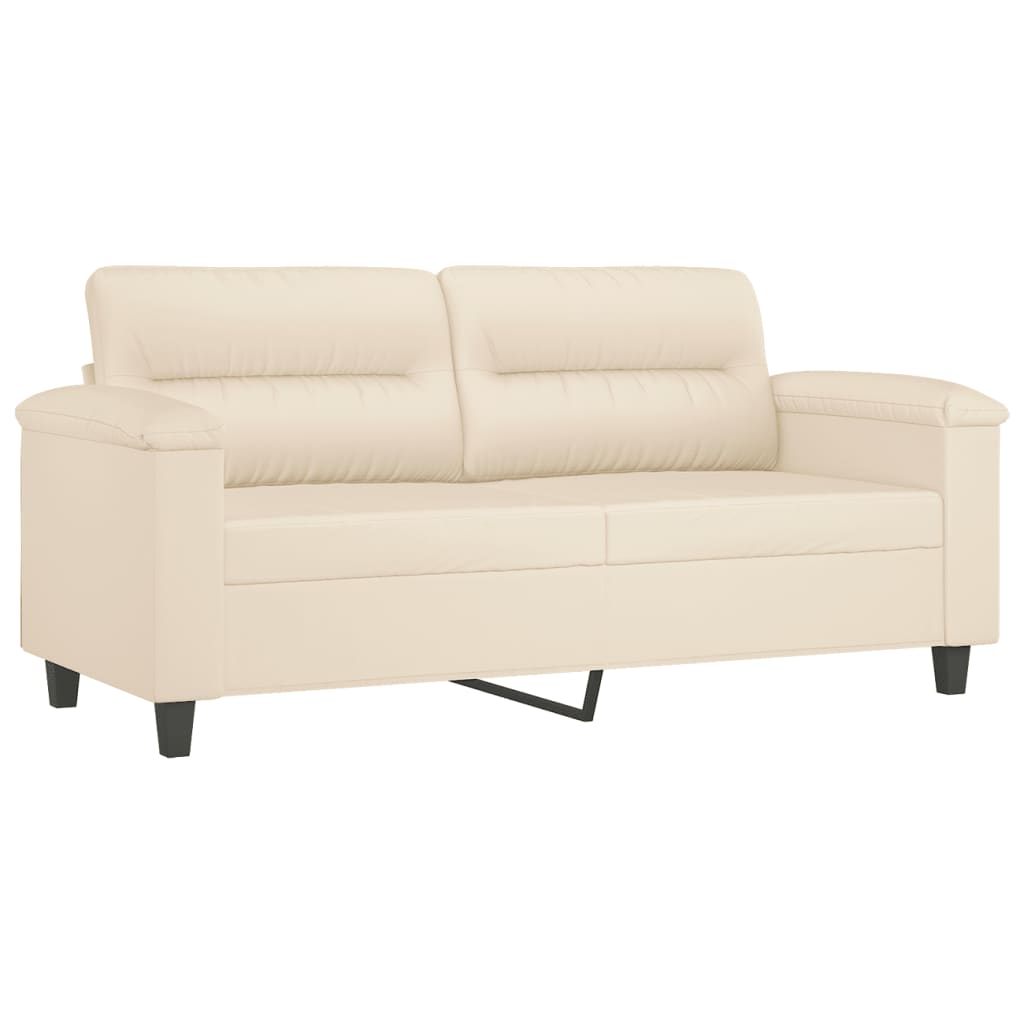3-tlg. Sofagarnitur mit Kissen Beige Mikrofasergewebe
