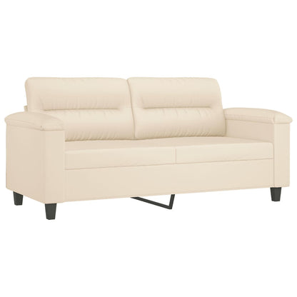 3-tlg. Sofagarnitur mit Kissen Beige Mikrofasergewebe