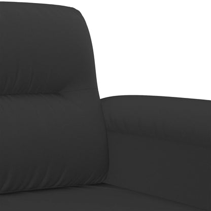 3-tlg. Sofagarnitur mit Kissen Schwarz Mikrofasergewebe