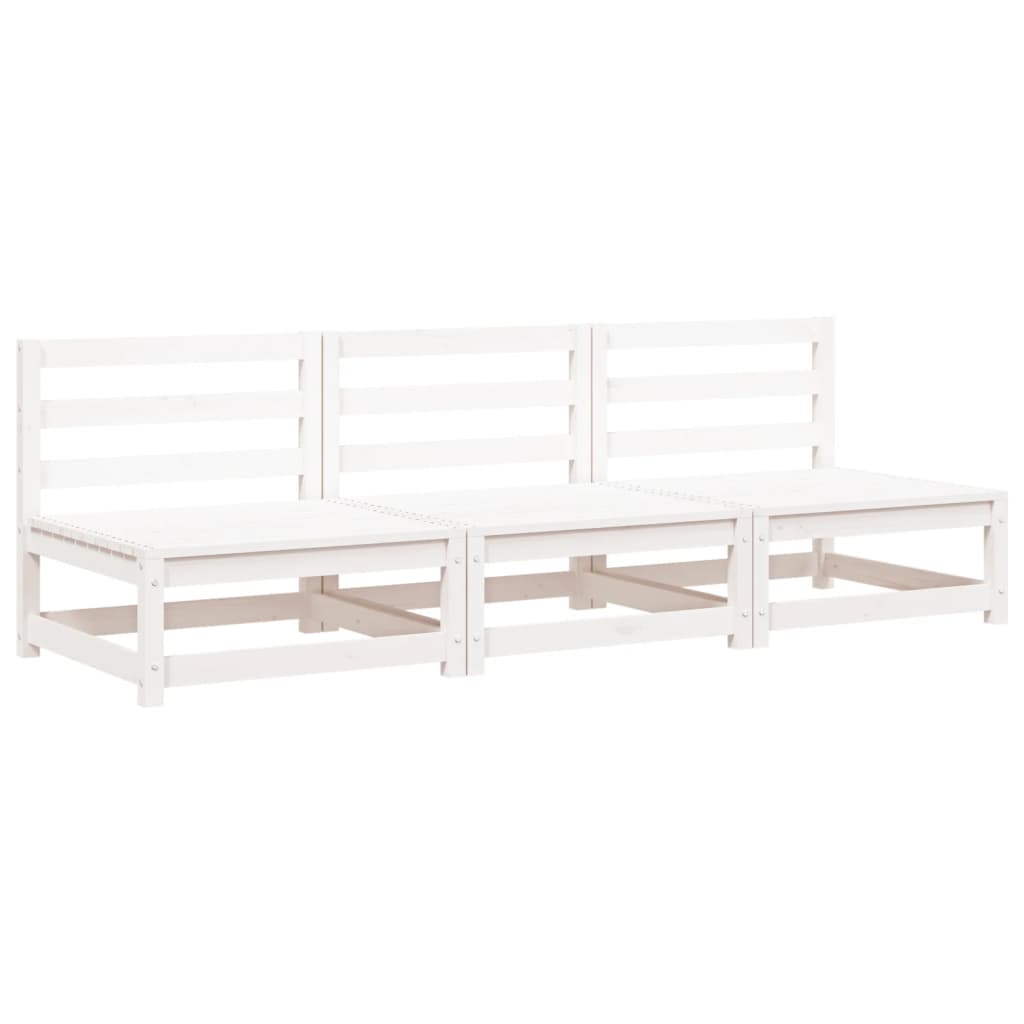 Canapés de jardin sans accoudoirs 3 pcs. Blanc 70x70x67 cm bois de pin