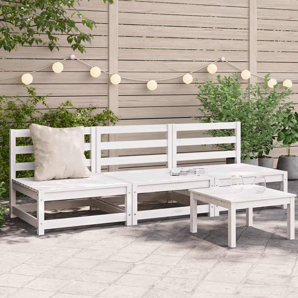 Canapés de jardin sans accoudoirs 3 pcs. Blanc 70x70x67 cm bois de pin