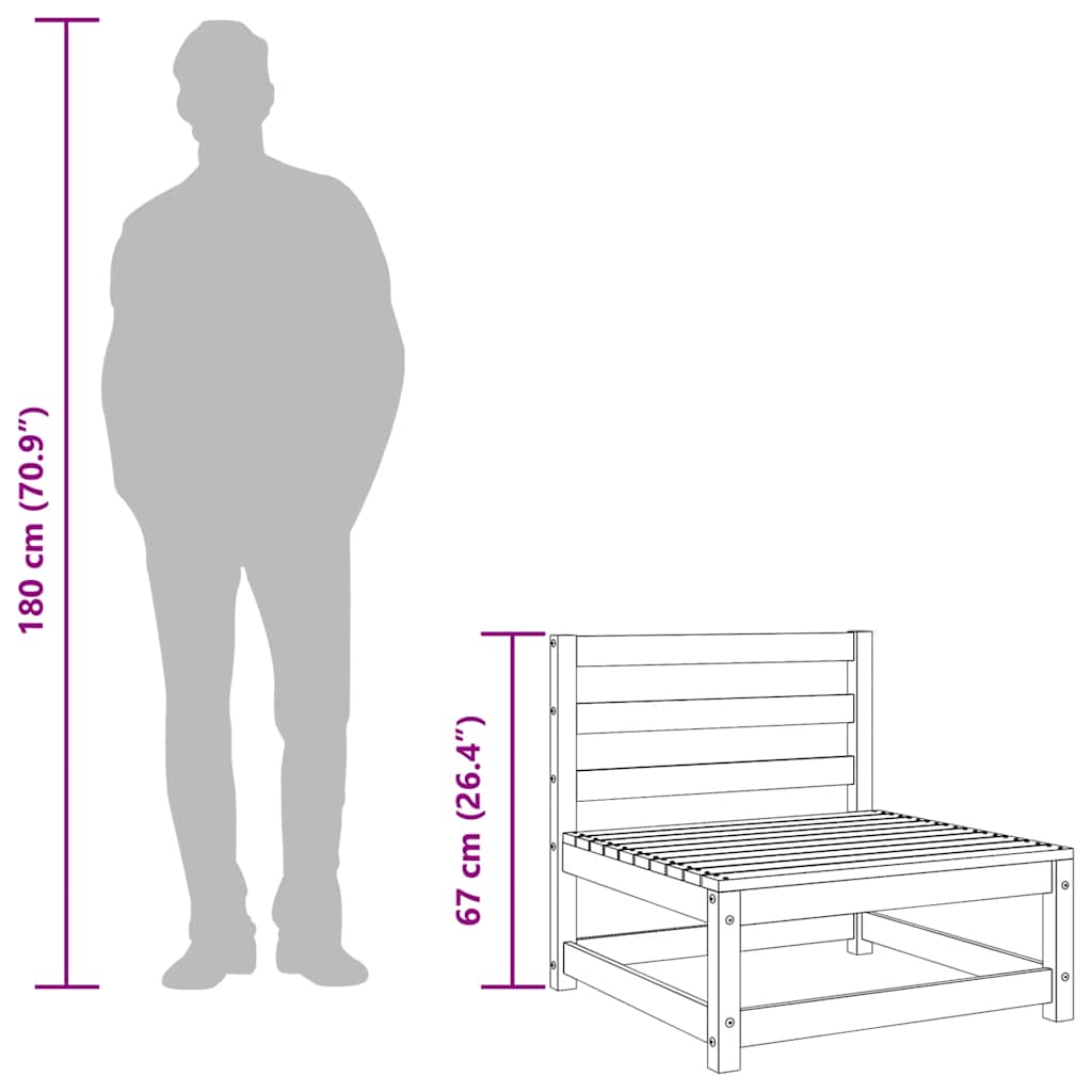 Gartensofa ohne Armlehnen mit Fußhocker Wachsbraun Kiefernholz