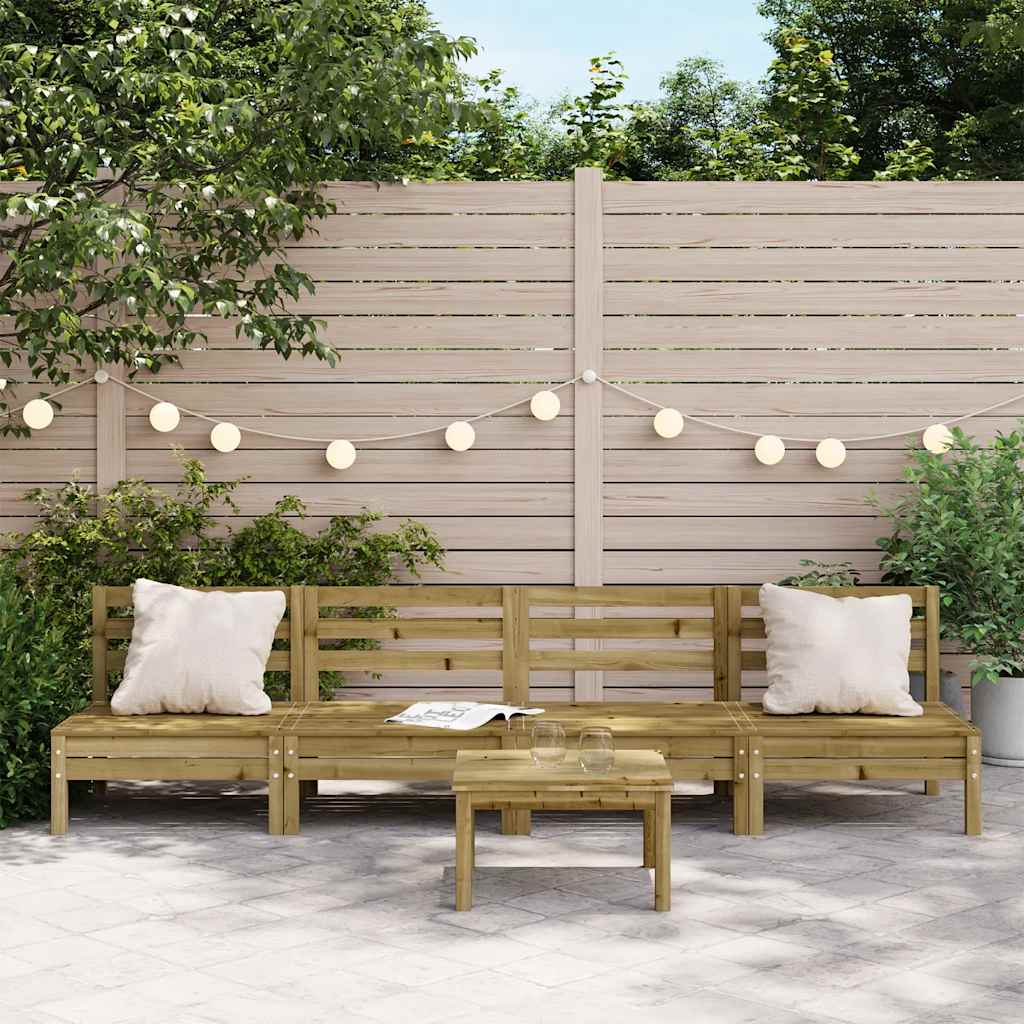Canapés de jardin sans accoudoirs 4 pièces en bois de pin imprégné.