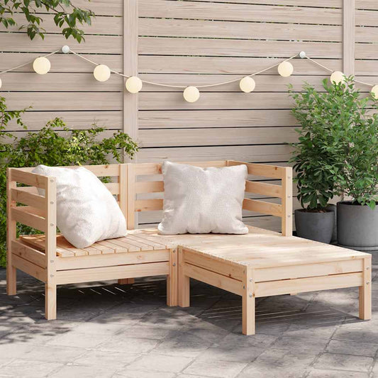 Garden sofa 2-seater with stool solid pine