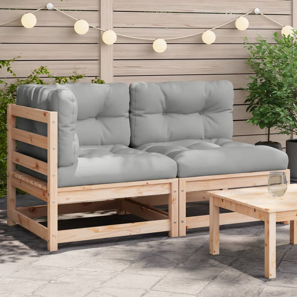 Gartensofa mit Kissen 2-Sitzer Massivholz Kiefer