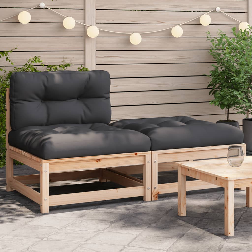 Canapé de jardin sans accoudoirs avec coussins et tabouret