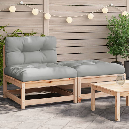 Canapé de jardin sans accoudoirs avec coussins et tabouret