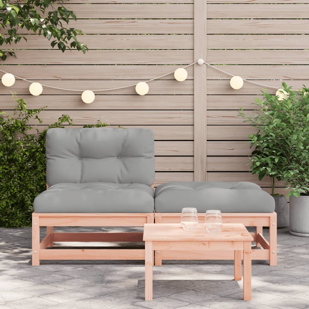 Canapé de jardin sans accoudoirs avec coussins et tabouret