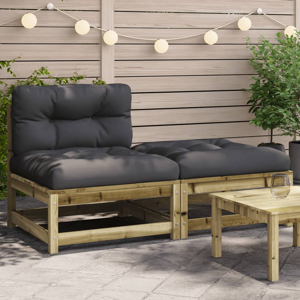 Gartensofa ohne Armlehnen mit Kissen und Hocker