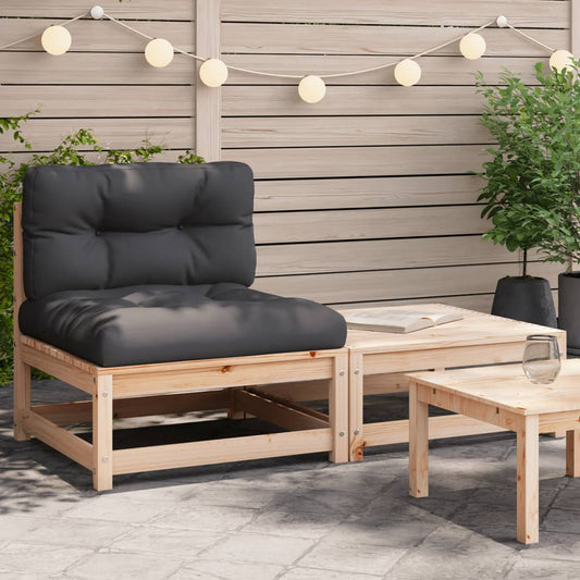 Canapé de jardin sans accoudoirs avec coussins et tabouret