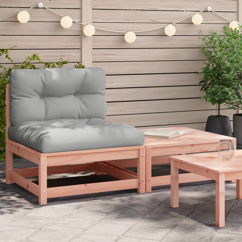 Canapé de jardin sans accoudoirs avec coussins et tabouret