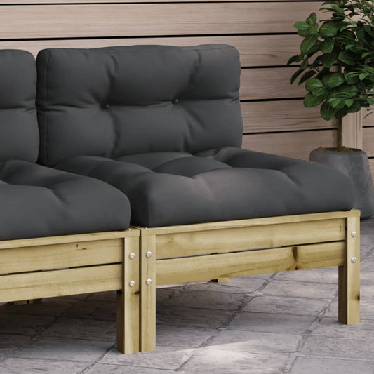 Gartensofa ohne Armlehnen mit Kissen Kiefernholz