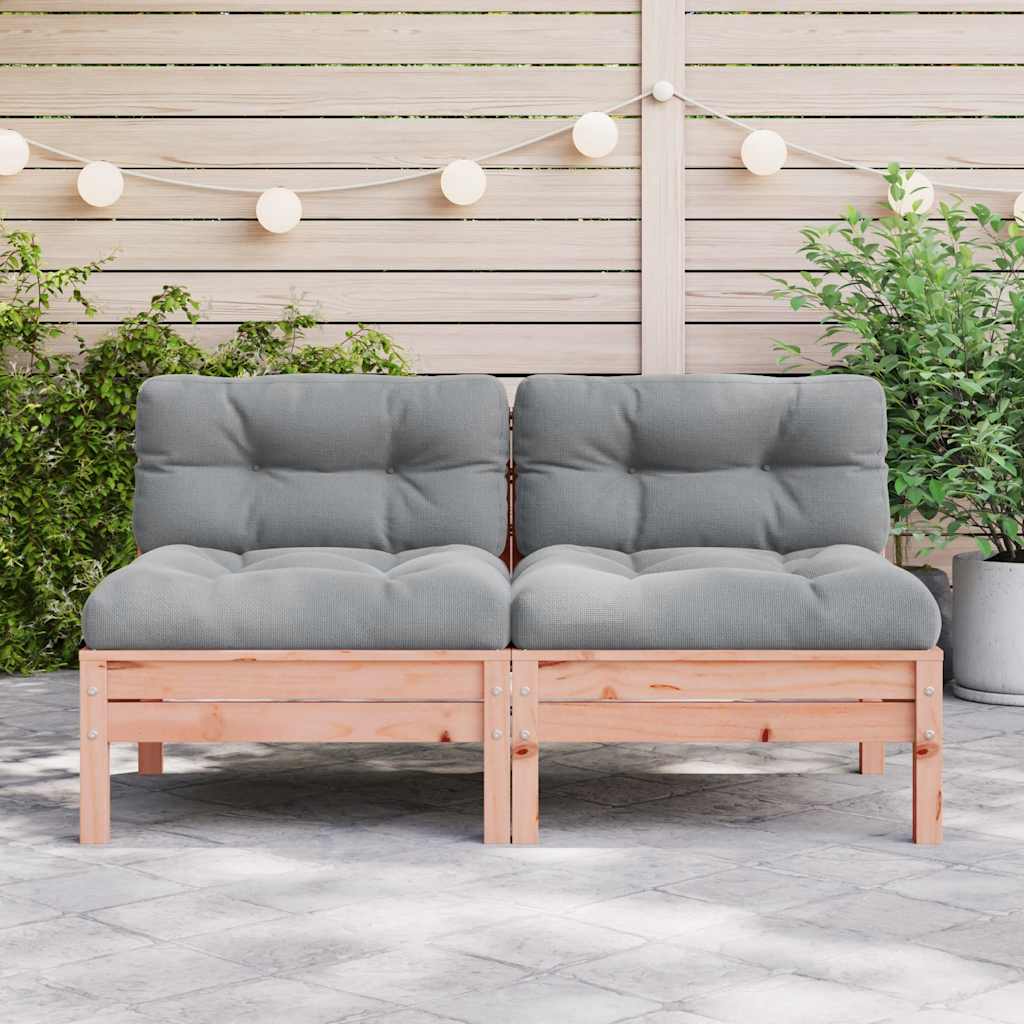 Gartensofa ohne Armlehnen mit Kissen 2Stk. Massivholz Douglasie