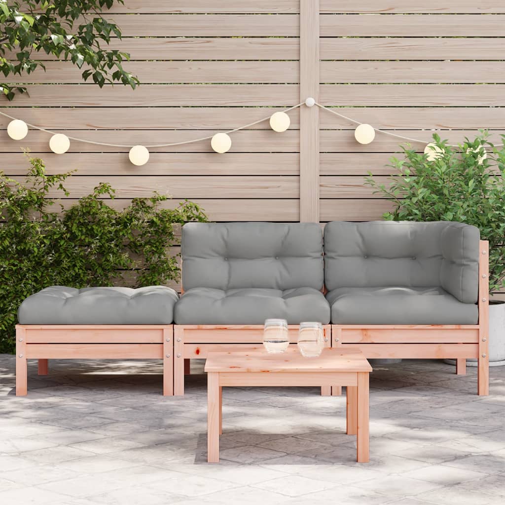 Gartensofa mit Kissen und Hocker 3-Sitzer
