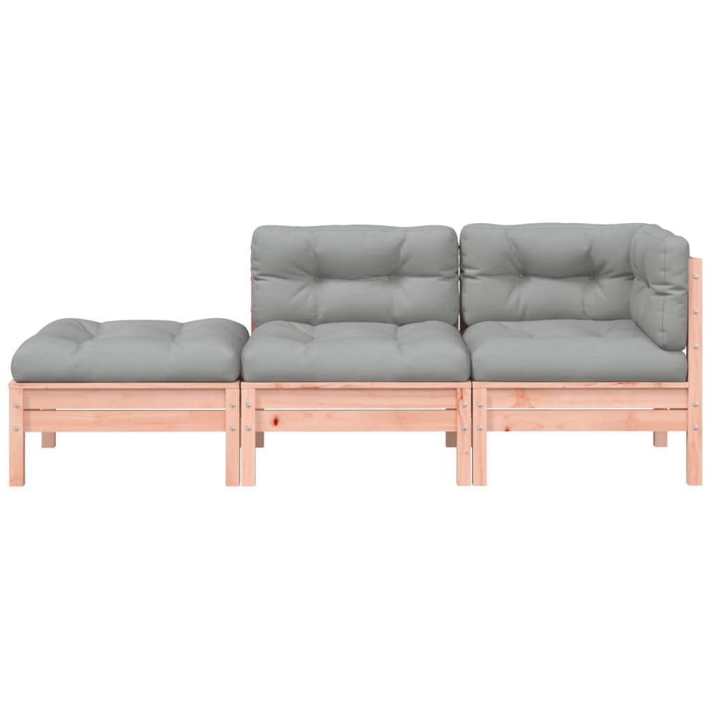 Gartensofa mit Kissen und Hocker 3-Sitzer
