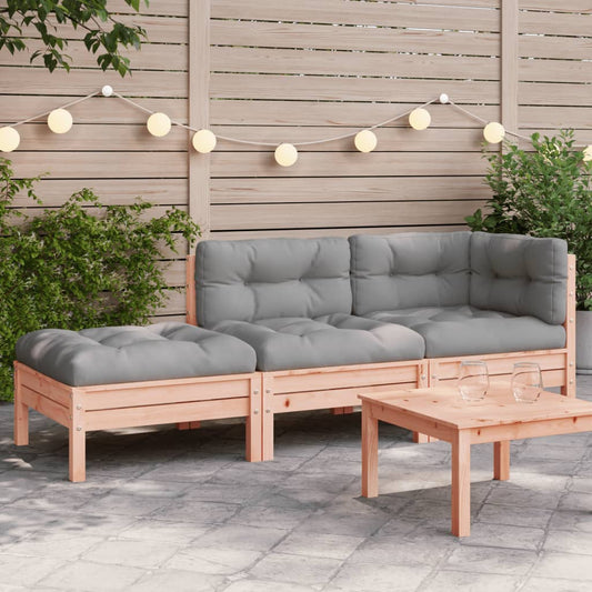 Gartensofa mit Kissen und Hocker 3-Sitzer