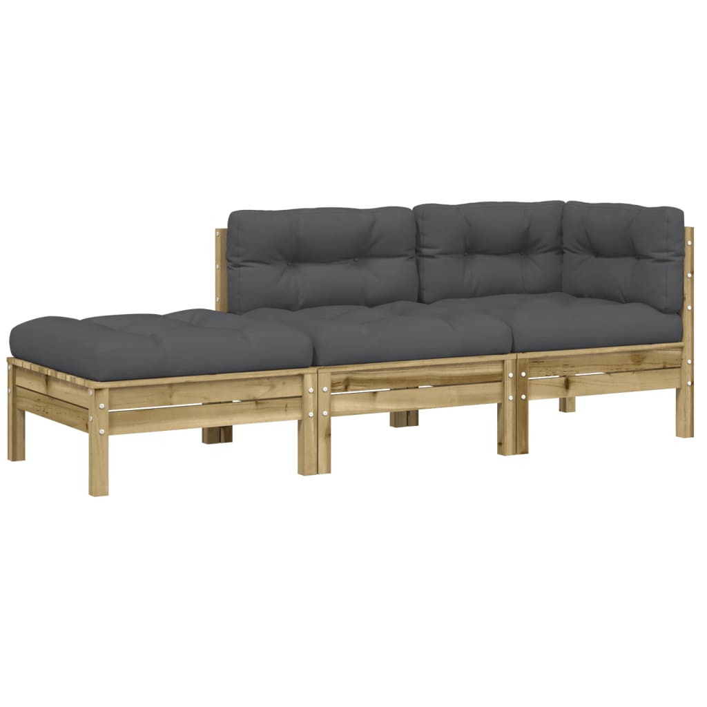 Gartensofa mit Kissen und Hocker 2-Sitzer