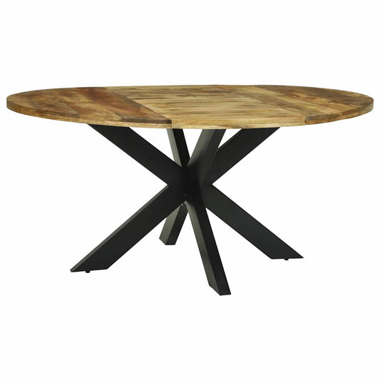 Esstisch Rund Ø160x76 cm Massivholz Raues Mango