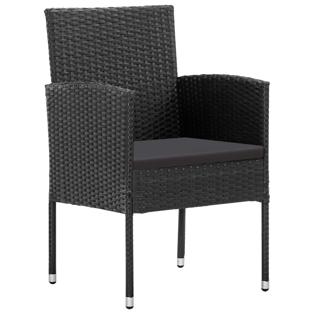 5-tlg. Garten-Essgruppe Schwarz Poly Rattan und Stahl