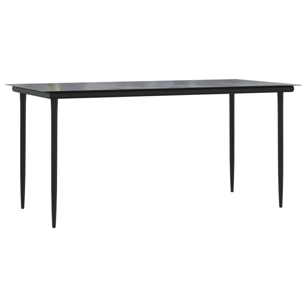 5-tlg. Garten-Essgruppe Schwarz Poly Rattan und Stahl