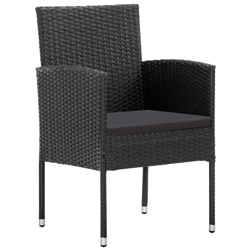5-tlg. Garten-Essgruppe Schwarz Poly Rattan und Stahl