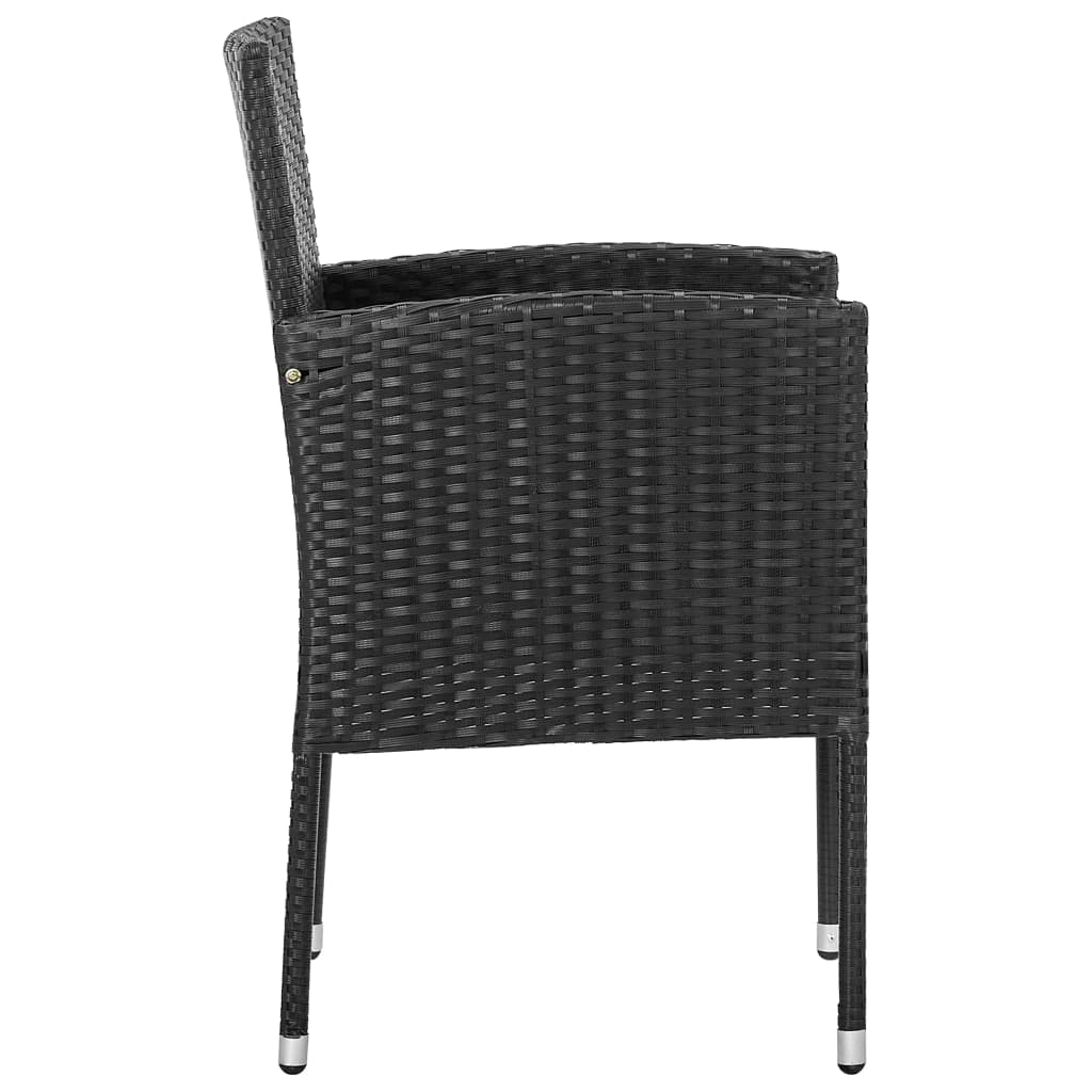 9-tlg. Garten-Essgruppe Schwarz Poly Rattan und Stahl