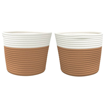Aufbewahrungskörbe 2 Stk. Braun und Weiß Ø24x18 cm Baumwolle