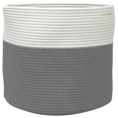 Aufbewahrungskorb Grau und Weiß Ø40x35 cm Baumwolle