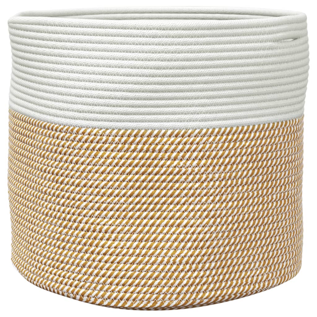 Aufbewahrungskorb Braun und Weiß Ø40x35 cm Baumwolle